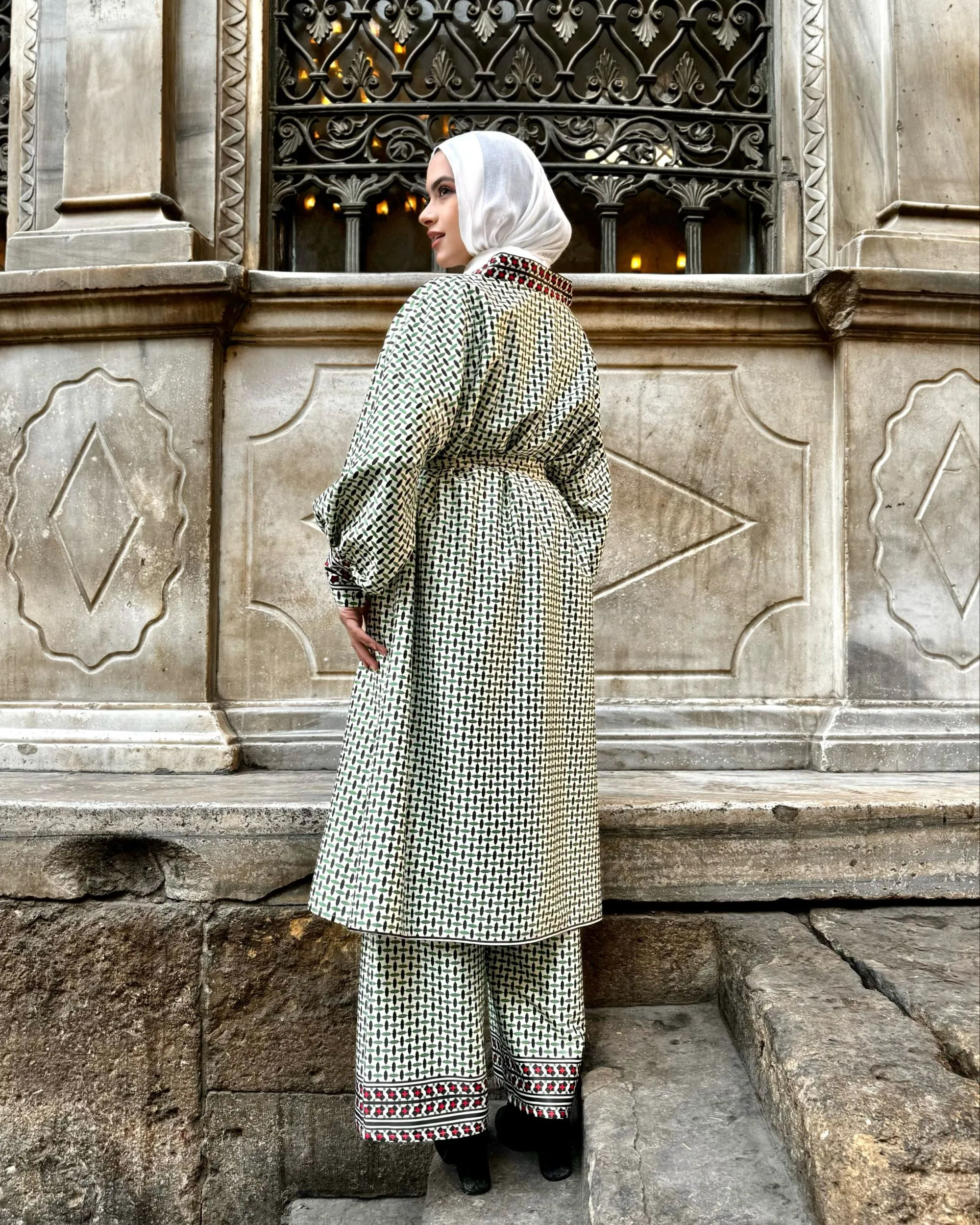 Palestinian Printed Cardigan-Green