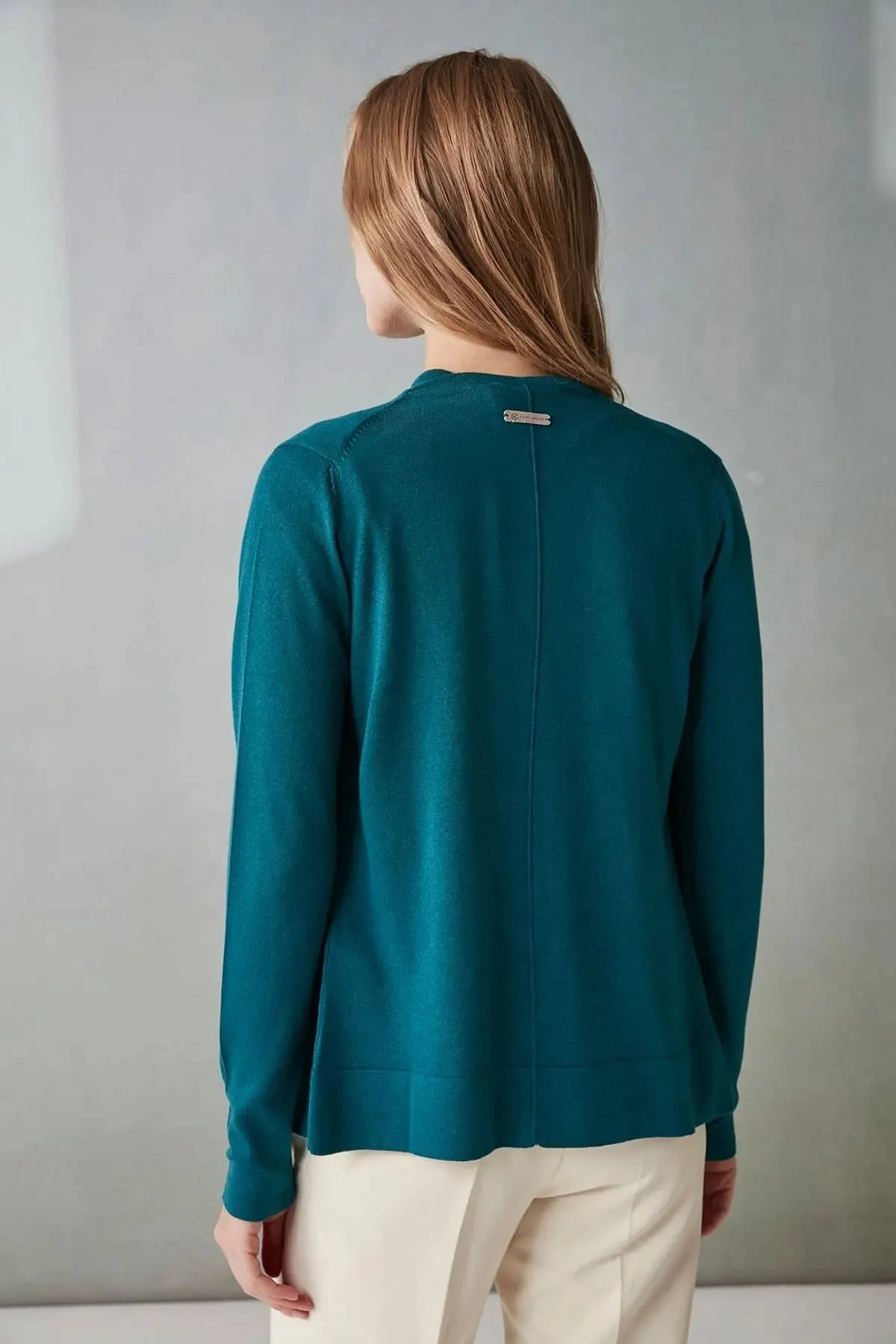 Peacock Silk and Cashmere Aleyna Buttoned Women's Cardigan