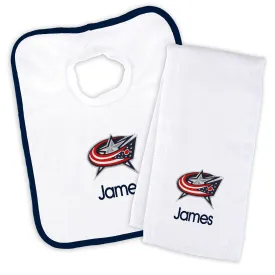 Personalized Columbus Blue Jackets Bib & Burp Cloth Set