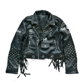 Punk Black Leather Short Jackets