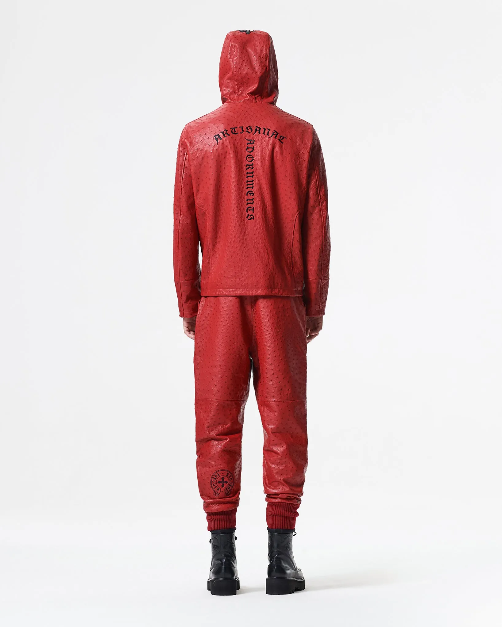 RED OSTRICH HOODED JACKET
