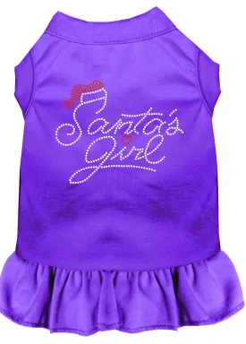 Santa's Girl Rhinestone Dog Dress Purple Sm (10)