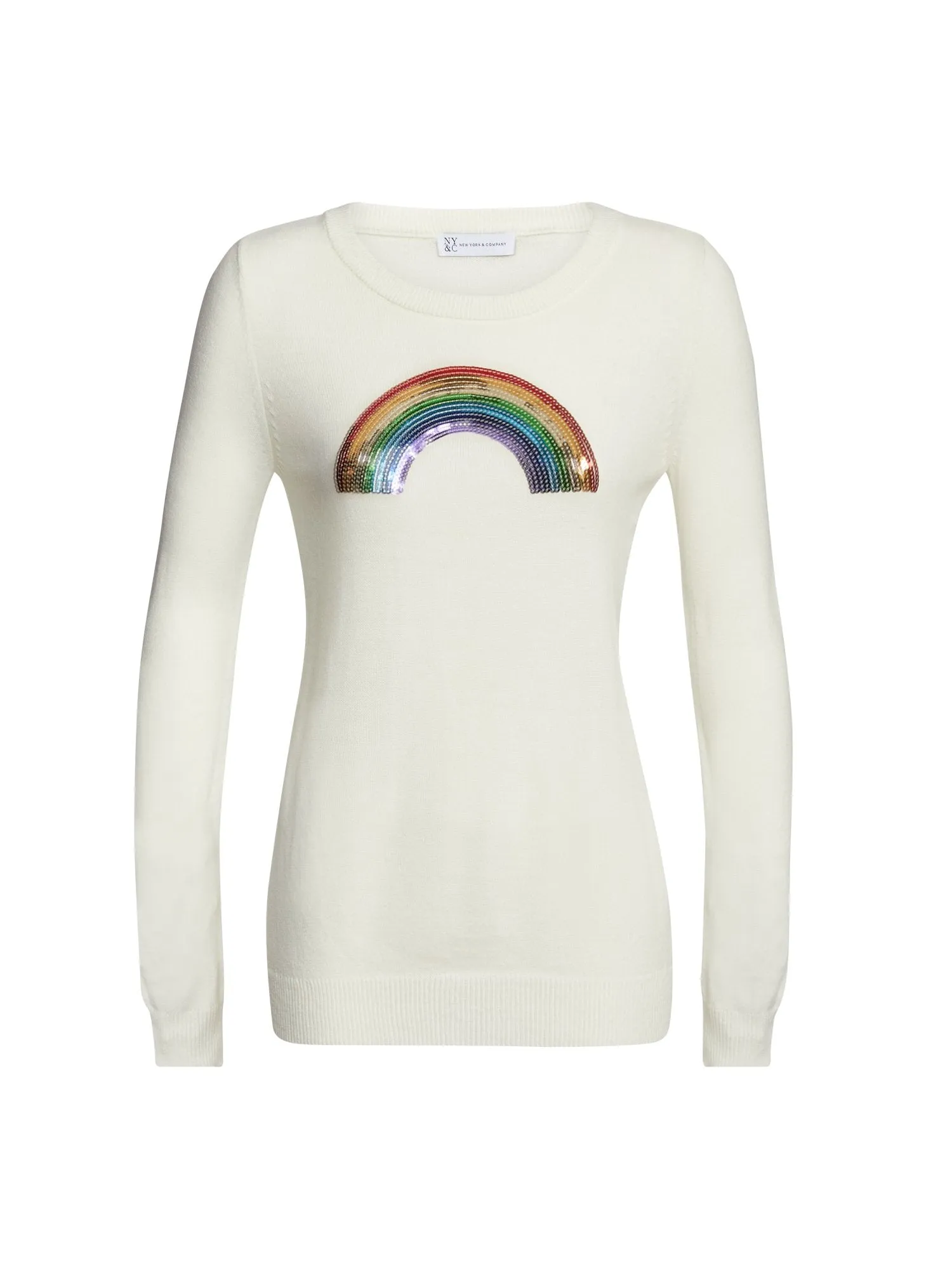 Sequin Rainbow Graphic Crewneck Sweater