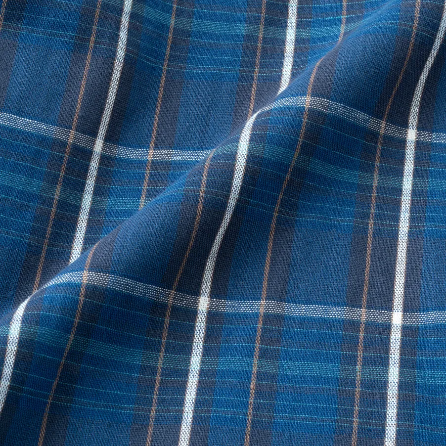 Summer Classic Camp Collar Short Sleeve Shirt - Blue Square
