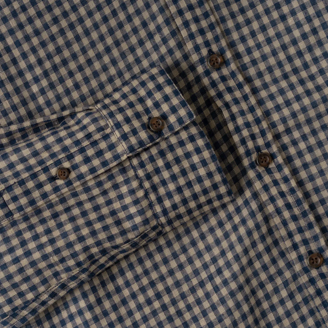 Summer Classic Long Sleeve Shirt - Navy Brown Square