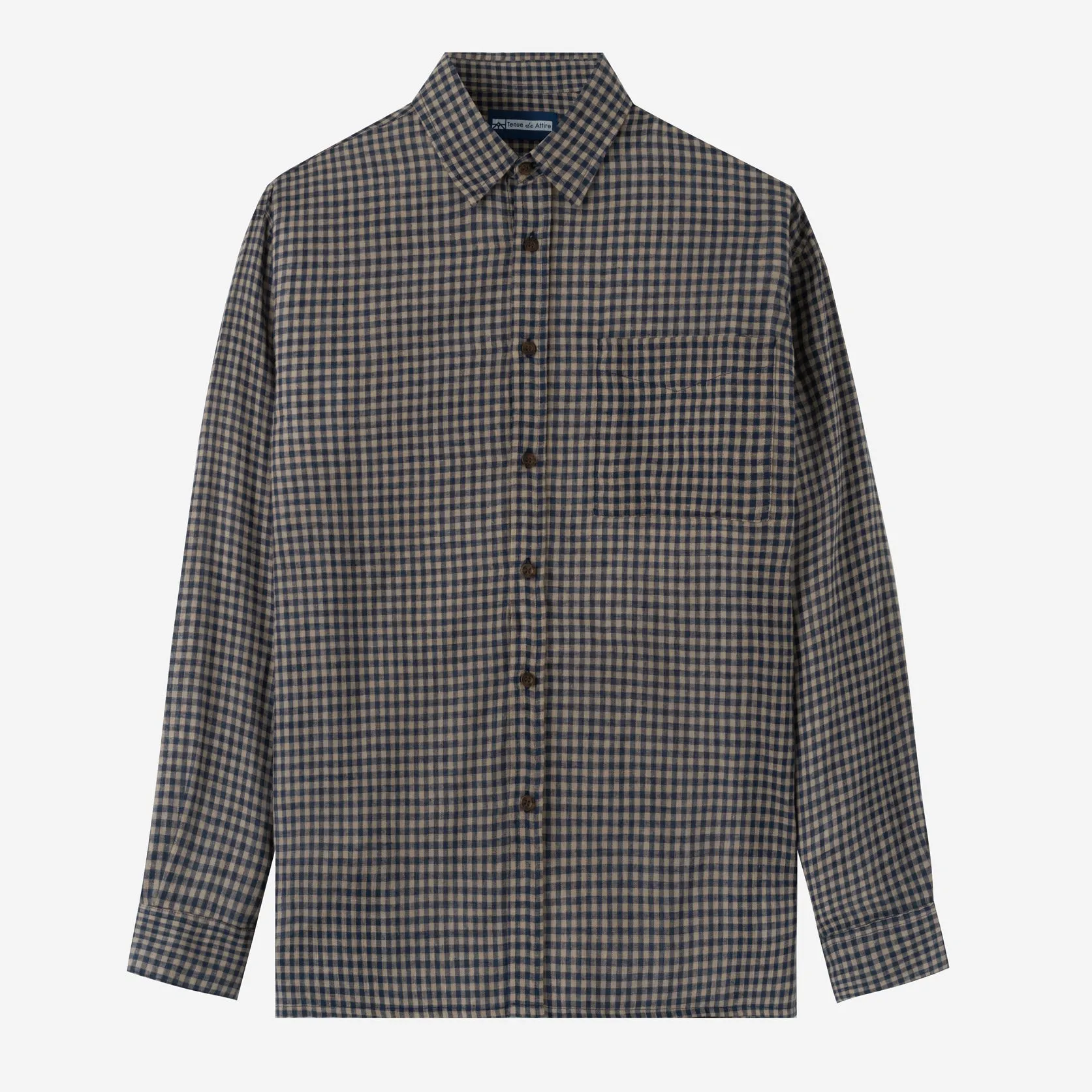 Summer Classic Long Sleeve Shirt - Navy Brown Square