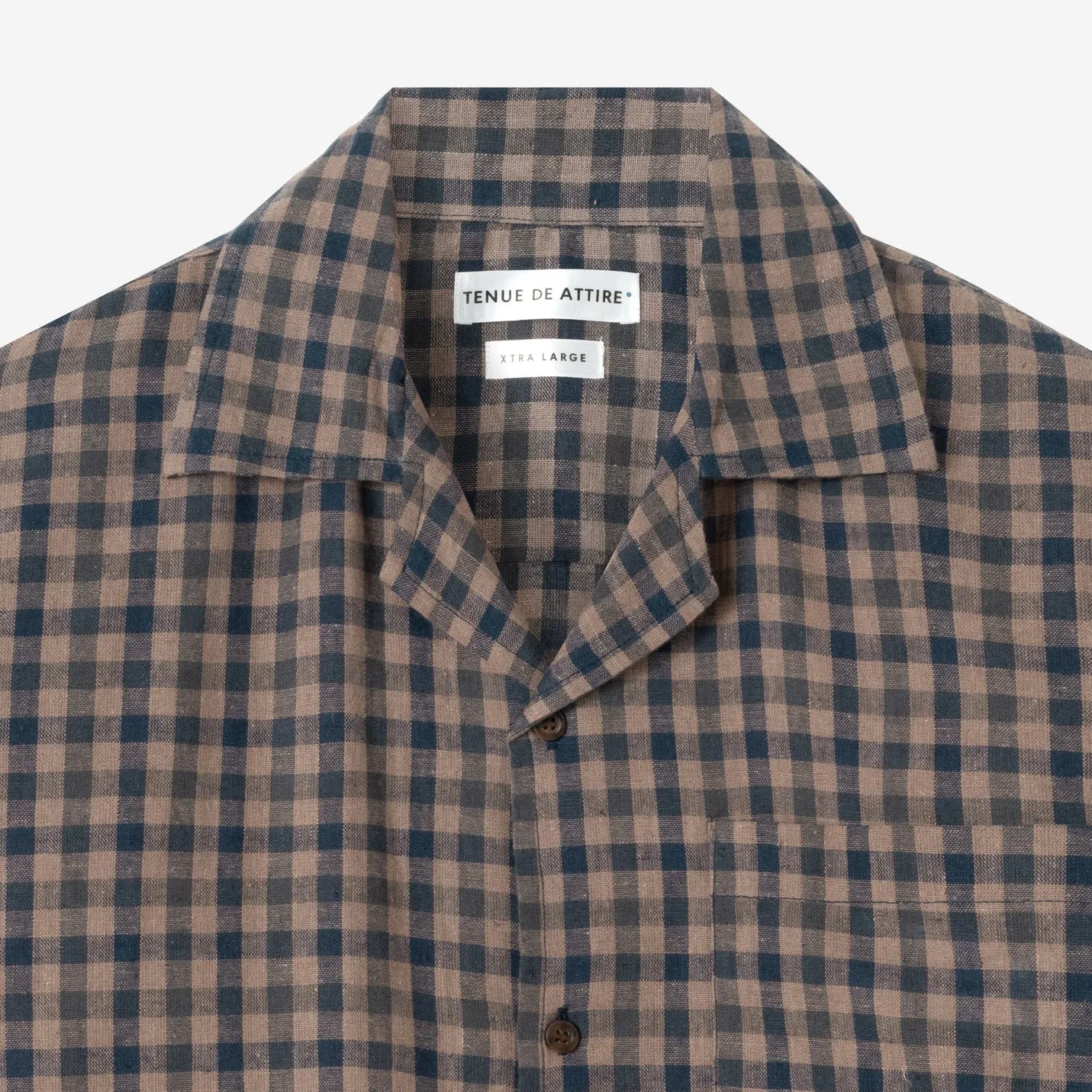Sunny Vacation Short Sleeve Camp Collar Plaid Shirt - Navy Brown Squared