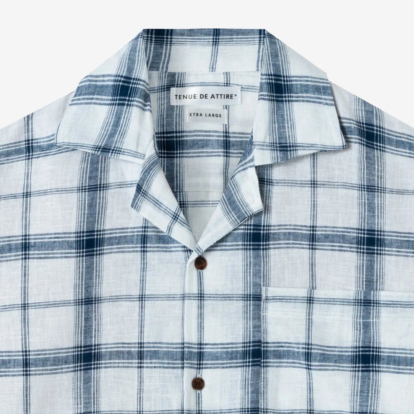 Sunny Vacation Short Sleeve Camp Collar Plaid Shirt - Navy White