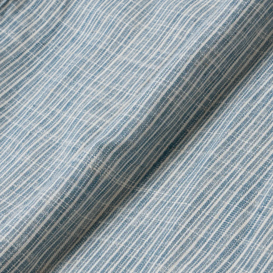 Sunny Vacation Short Sleeve Camp Collar Striped Shirt - Blue Mist