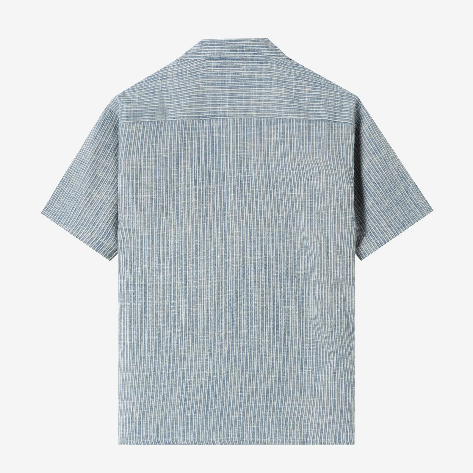 Sunny Vacation Short Sleeve Camp Collar Striped Shirt - Blue Mist