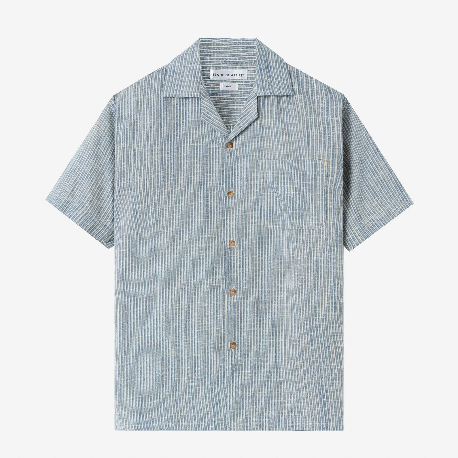 Sunny Vacation Short Sleeve Camp Collar Striped Shirt - Blue Mist
