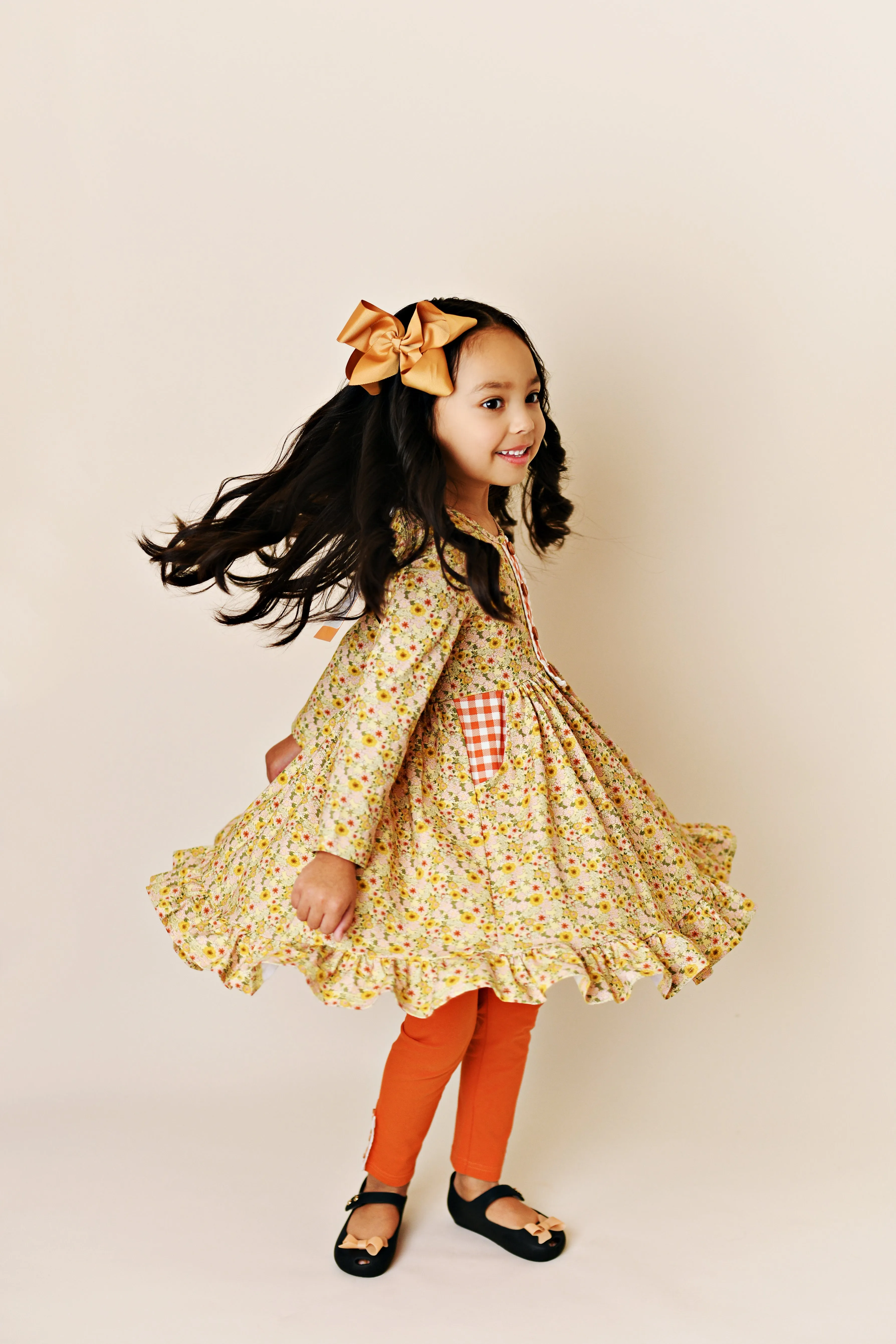 Swoon Baby Clothing Golden Ditsy Petal Pocket Dress