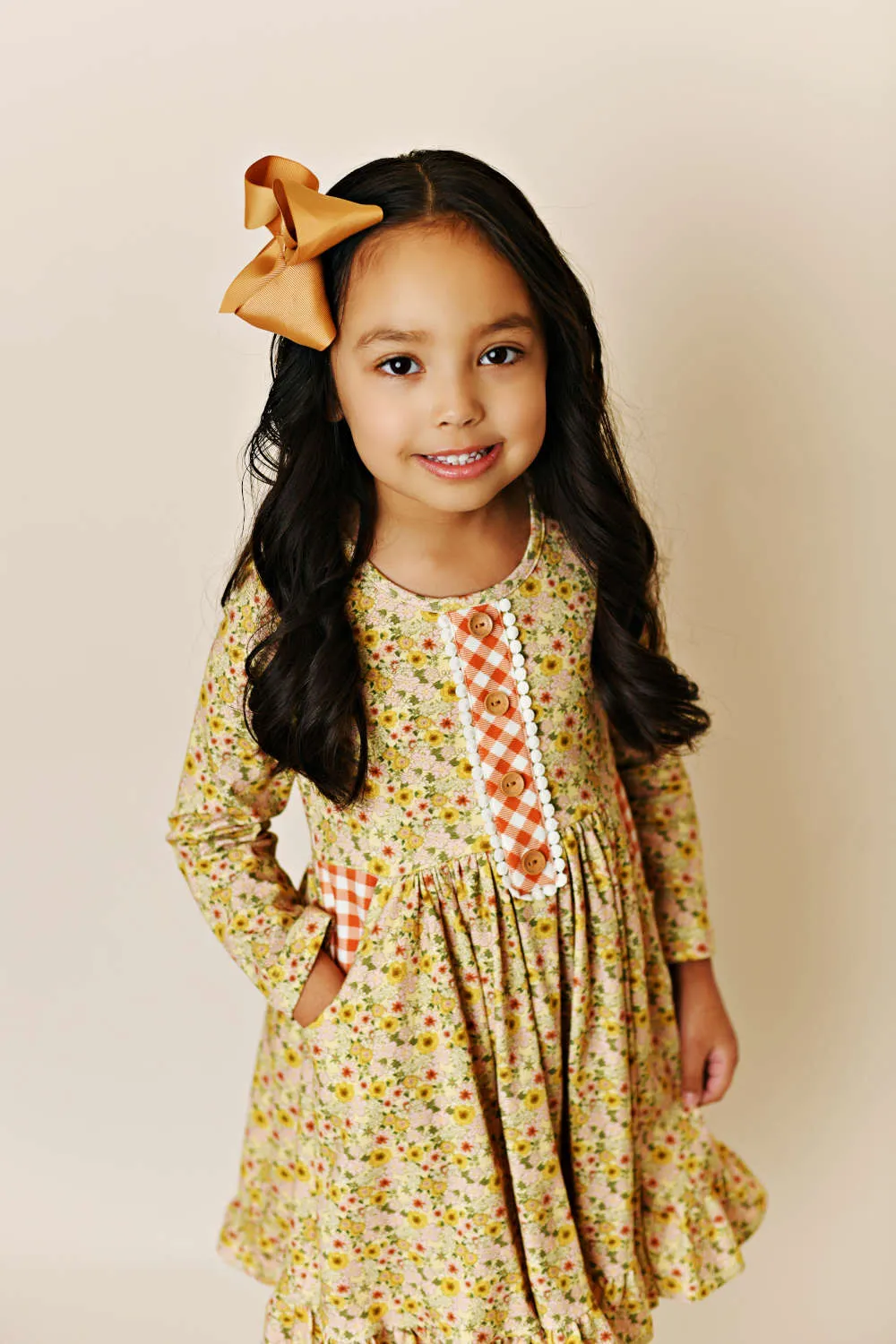 Swoon Baby Clothing Golden Ditsy Petal Pocket Dress