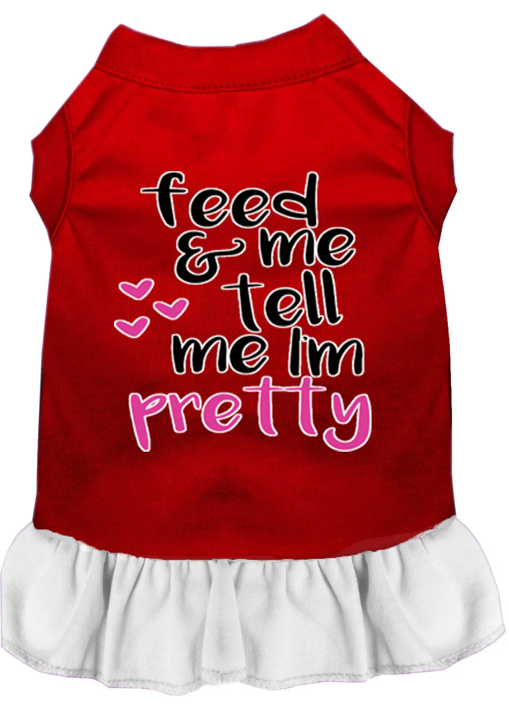 Tell Me I'm Pretty Screen Print Dog Dress Red With White Med (12)