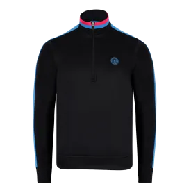 Tri Colour Quarter Zip with Stripe Black