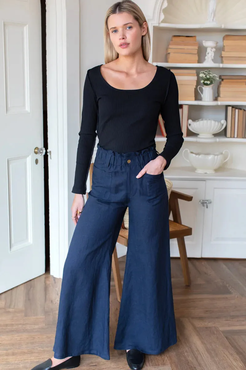 Tulip Wide Leg Pants in Midnight - Emerson Fry