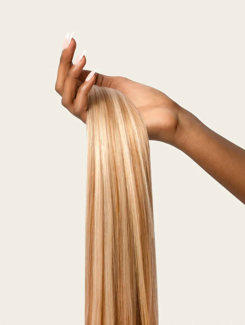 Warm Blonde Highlighted, 16" Classic Clip-In Hair Extensions, F60/27A | 100g