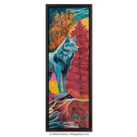 WOLF STANDS WATCHING original painting
